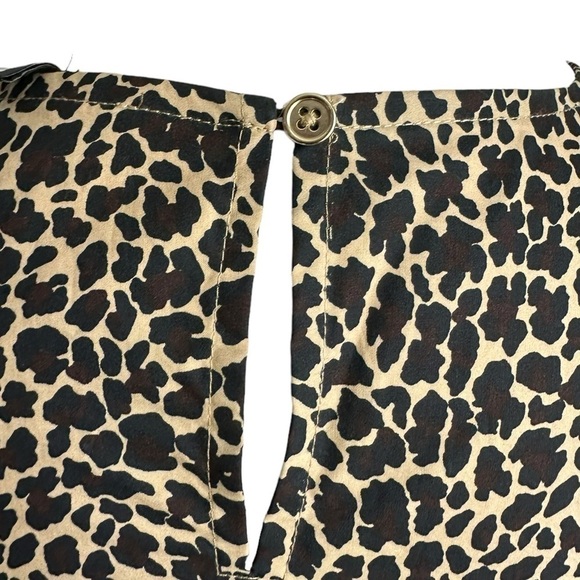 J. CREW Leopard Print Poplin Short Puff Sleeve Crisp Animal Cheetah Size Large - Picture 7 of 17